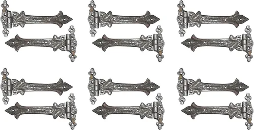 Vista 35 de Adonai Hardware Adonijah Bisagra falsa de aluminio para montaje frontal (6.5" x 12 Pack, Negro mate) para puertas de granero, puertas, armarios