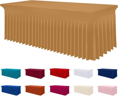 Vista 8 de Smiry Mantel de elastano, elástico ajustable para mesas rectangulares de 3 pies, impermeable, lavable, para exteriores, bodas, banquetes y fiestas