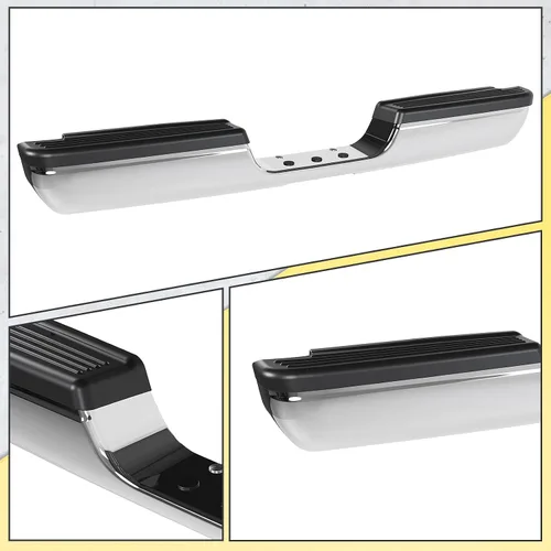 Vista 6 de KUAFU Conjunto de parachoques trasero compatible con Dodge Ram 1500 2500 3500 Fleetside/Styleside 1994-2002 con almohadillas plateadas+acero