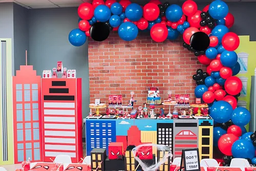 Vista 2 de Kit de arco de guirnalda de globos azul marino, rojo y negro, 138 globos de látex de látex azul real, rojo y negro, globos de cumpleaños