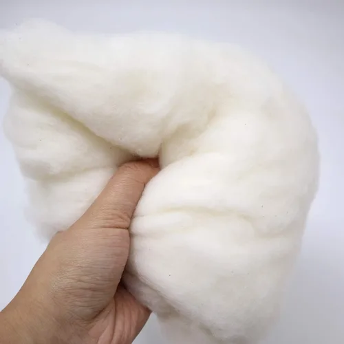 Vista 8 de Ivie Fibra de bateo de algodón orgánico de lujo blanco natural para relleno (algodón peinado 2 libras)