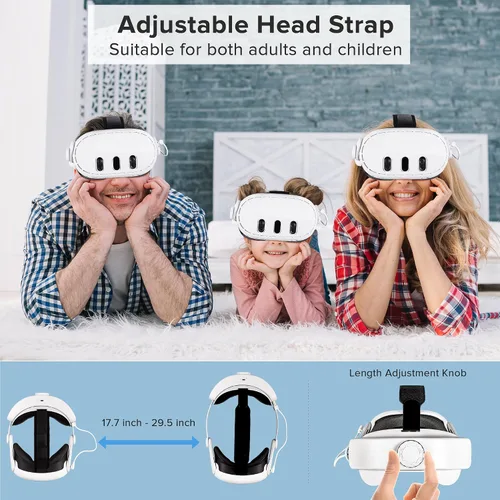 Vista 6 de Hilceriy Battery Head Strap for MetaOculus Quest 3 Accessories, Adjustable 6000mAh Rechargable Comfort Elite Strap for Headstrap VR Headset