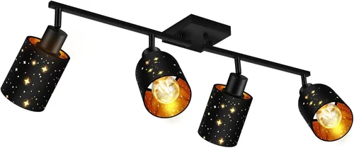 Vista 13 de Accesorios de iluminación de riel de techo para cocina, luces de pared negras de 2 luces, iluminación LED moderna con pantalla de vidrio, cabezal