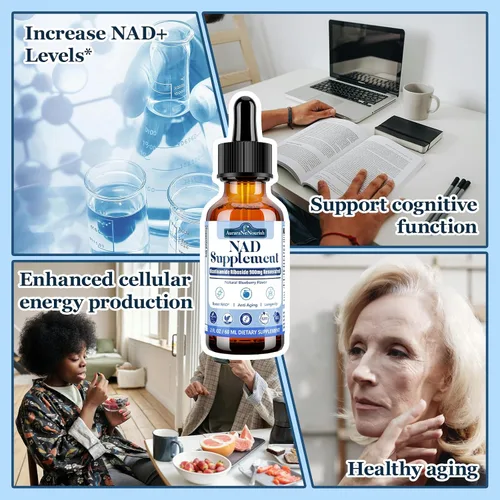 Vista 6 de Suplementos NAD para mujeres y hombres, liposomal NAD nicotinamida ribósido resveratrol 900 mg con resveratrol, quercetina, colágeno, niacina, apoyo