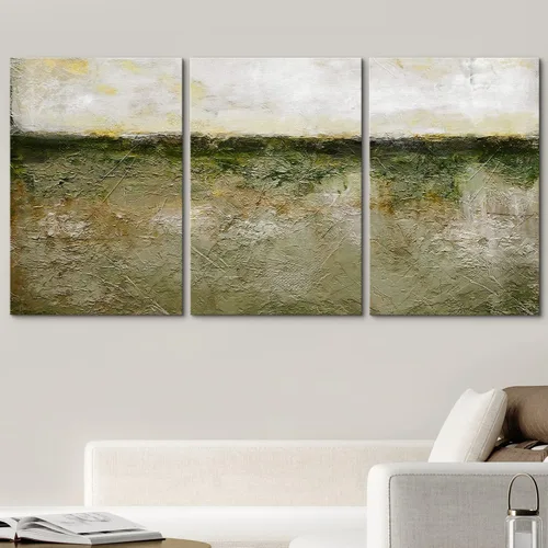 Vista 266 de wall26 Lienzo enmarcado para pared, juego de arte de acuarela pastel, paisaje rural, ilustraciones con formas abstractas, arte moderno, decorativo