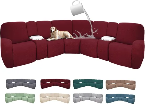Vista 34 de Fundas de sofá reclinable seccional 100% impermeables para sofá reclinable en forma de L, funda de sofá modular de esquina en forma de L, fundas