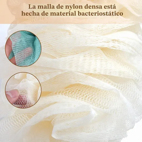 Vista 4 de PIPUHA - Paquete de 2 cepillos de ducha con esponja de lufa para ducha, exfoliante corporal con mango largo, esponja en un palo para hombres