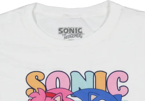 Vista 3 de Sonic The Hedgehog Amy Rose And Sonic - Camiseta de videojuegos para niñas, Blanco