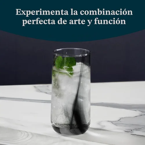 Vista 2 de Juego de 8 vasos para beber con cinta negra Ascent de 16 onzas Diseño moderno de cinta negra, apto para lavavajillas y fácil de limpiar, duradero