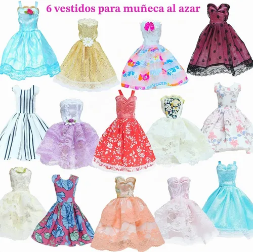 Vista 2 de Mini vestido de bola de 6 piezas para muñeca de 11.5 pulgadas
