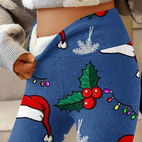 Vista 2 de Comigeewa Pantalones navideños talle Alto Mujer mallas talle Alto Pantalones cálidos Pantalones chándal Largos estampados