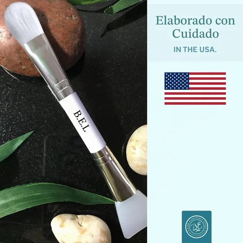 Vista 7 de Bare Essentials Living - Cepillo para mascarilla facial de arcilla (1 paquete, bambú), herramienta doble aplicadora de máscara facial de silicona