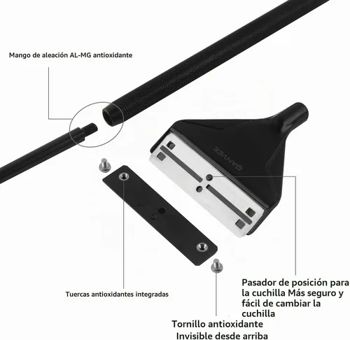 Vista 2 de Cepillo limpiador de algas para acuario con 10 cuchillas de acero inoxidable para peces, arrecife, plantas, tanque de vidrio, 26 pulgadas