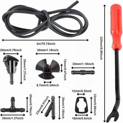 Vista 5 de Kit de boquillas para limpiaparabrisas delantero 42 en 1 compatible con Chrysler Dodge Jeep Ram reemplaza al OEM # 4805742AB, 5116079AA