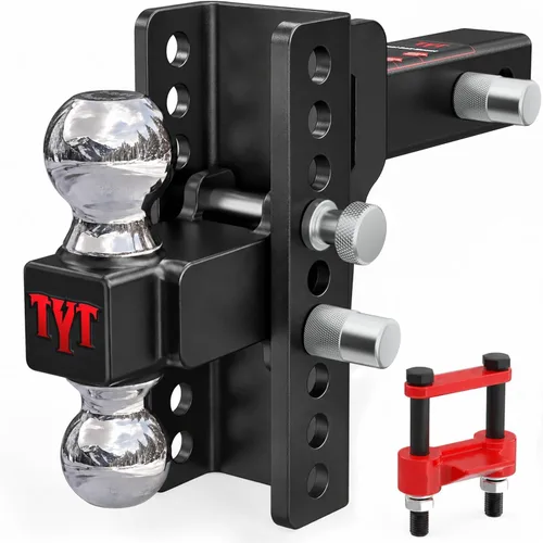 Vista 12 de TYT - Enganche de remolque ajustable de tres bolas para receptor de 2 pulgadas, caída/elevación de 4.5", bolas triples (1-7/8", 2", 2-5/16")