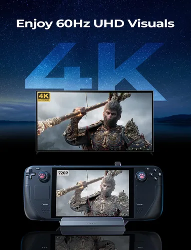 Vista 5 de LISEN Estación de acoplamiento 10 en 1 para Steam Deck OLED y ROG Ally X y Legion Go, ventilador de enfriamiento dual 5 puertos USB y 4K @60Hz