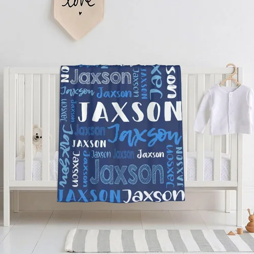 Vista 2 de Mantas de bebé personalizadas para niñas y niños con nombre, mantas de bebé personalizadas con nombre, mantas personalizadas para niños, artículos