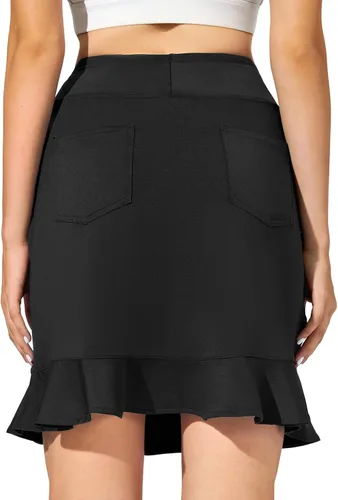 Vista 2 de M MOTEEPI Faldas de golf con volantes hasta la rodilla para mujer de 20 pulgadas con bolsillos, pantalones cortos elegantes y casuales para el verano