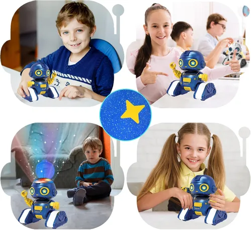 Vista 3 de Aikmi Robot Toys para niños de 4 a 12 años, robot RC con proyector de luz nocturna, gesto