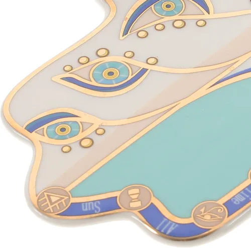 Vista 8 de Homoyoyo Bandeja de exhibición de joyería de escritorio, plato de cerámica de ojo de diablo, plato de joyería decorativo, soporte para llaves, plato