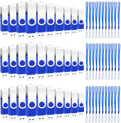 Vista 9 de Paquete de 50 unidades flash USB 2.0 de 128 MB, unidades flash USB 2.0 a granel para almacenamiento (azul) Unidades de pulgar de 128 GB a granel