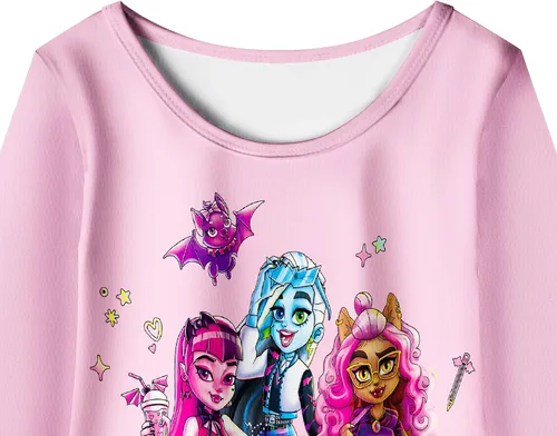 Vista 3 de Vestidos altos de monstruo para niñas, vestidos escolares, ropa casual, ropa para el hogar, para cumpleaños, 3 a 11 años
