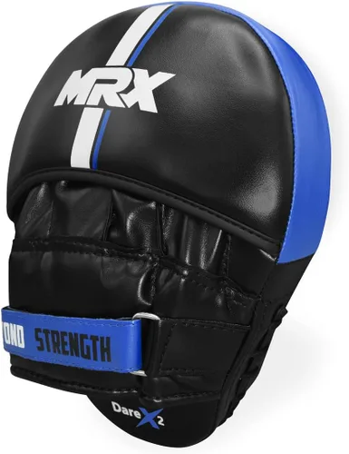 Vista 5 de MRX Gel Tech - Gancho de boxeo y almohadillas de Jab MMA Focus Guantes de entrenamiento Thai Kick Strike Shield Curvo Negro/Blanco Negro/Azul