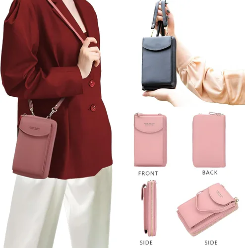 Vista 6 de Cartera de mano original, bolsa cruzada de piel sintética para teléfono celular para mujer, cartera de alta capacidad original