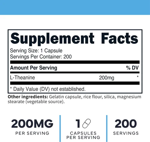 Vista 2 de Type Zero L-teanina (200 mg) 200 cápsulas - Suplemento limpio de L-teanina, ceto, sin OMG