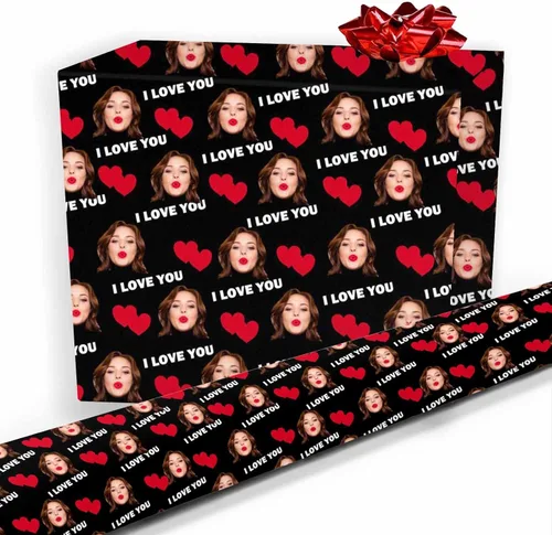 Vista 33 de Papel de regalo personalizado, divertido papel de regalo para cara, foto, nombre, Día del Padre, rollo de regalo para papá, hombres, mujeres, niños