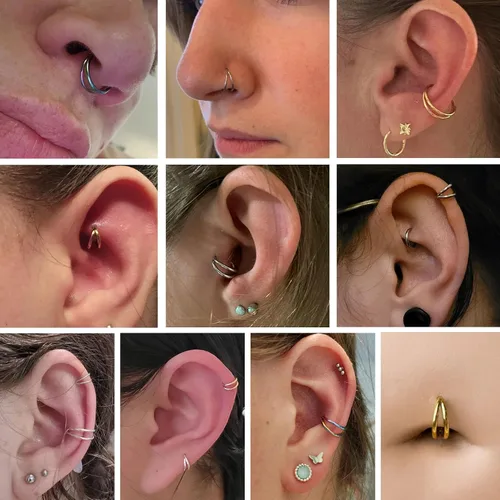 Vista 6 de PEAKLINK 316L Anillo Clicker de Segmento con Bisagra Sin Costuras Aro para Nariz Septum Hélix Conch Joyería de Piercing 5PCS Aretes de Aro Daith