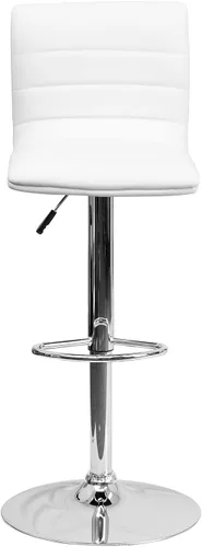Vista 34 de Flash Funiture silla de bar ajustable con base cromada, Vinilo, Gris