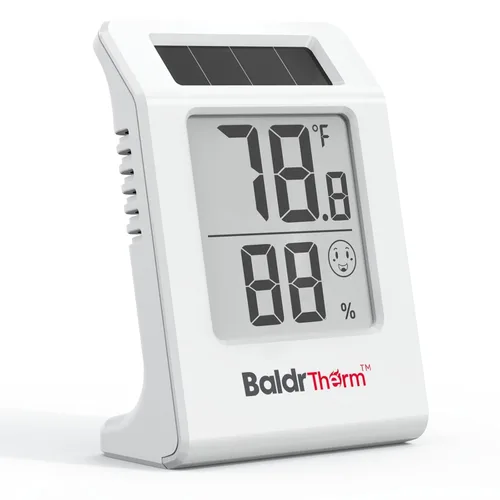 Vista 10 de Termómetro digital e higrómetro de 2.2 pulgadas, sensor de temperatura interior alimentado por energía solar, medidor de humedad para habitaciones