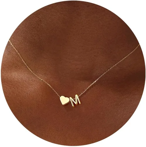 Vista 16 de Turandoss Mothers Day Gifts for Mom Wife - Dainty 18K Gold Plated Heart Initial A-Z Pendant Necklace Trendy Jewelry Heart Necklaces Birthday Mothers
