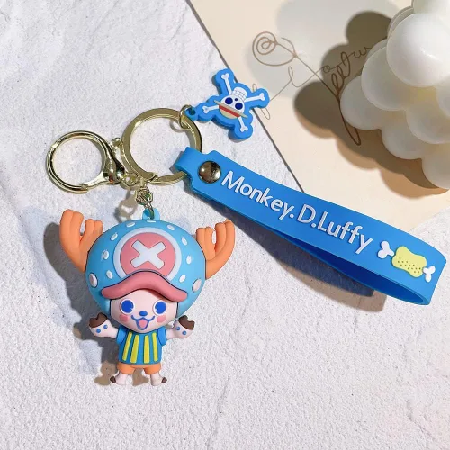 Vista 4 de Llavero con diseño de anime de una pieza, Luffy Law Sanji con colgante de acrílico y accesorios de regalo para hombres y niños, S