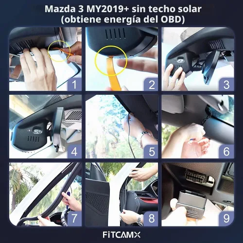 Vista 6 de Fitcamx Cámara de tablero 4K adecuada para Mazda 3 2019 2020 2021 2022 2023 Select Premium Turbo Carbon 2.0 2.5S (OBD), aspecto OEM, video UHD