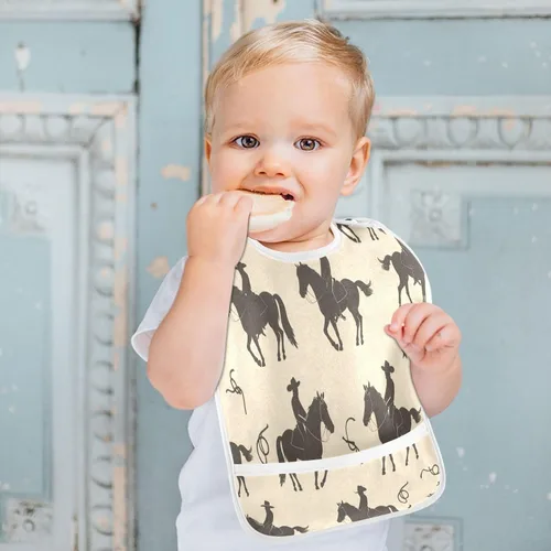 Vista 4 de MCHIVER Baberos de bebé para bebé niño y niña, delantal de alimentación impermeable, babero de algodón para comer alimentos, 2 paquetes