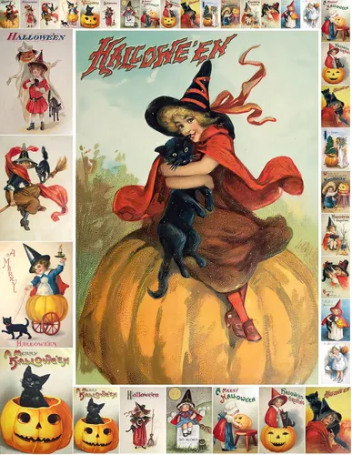 Vista 9 de Decoupage - Paquete de papel (35 hojas de 6 x 8 pulgadas), elegante hechicería de Halloween, brujas elegantes, gatos negros y fantasmas juguetones