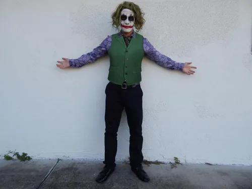 Vista 4 de Disfraz de Joker de Halloween para hombre, camisa de caballero Heath Ledger, traje de corbata