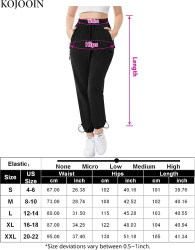 Vista 5 de KOJOOIN Womens Hiking Pants with Zipper Pockets, Lightweight Quick Dry Sunscreen Women Cargo Pants Shorts