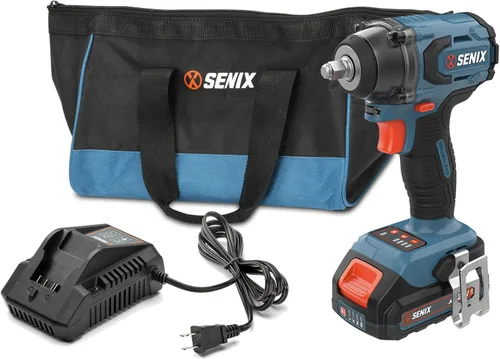 Vista 10 de SENIX Llave de impacto inalámbrica de 20 voltios máx.* 1/2 pulgada, 550 pies-libras. Par máximo, 4000 RPM máximo, modo de 3 velocidades, motor sin