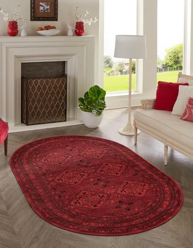 Vista 8 de Unique Loom Tekke Collection Zeravshan - Alfombra (3 pies 1 pulgada, redonda, rojo/negro)