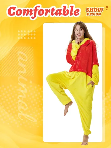 Vista 4 de QSTYLE Disfraz de animal para adultos, disfraz de Halloween, traje de cosplay de una pieza para mujeres y hombres