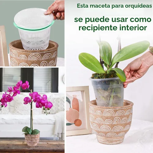 Vista 9 de T4U Clear Orchid Pots 6.3 Inch 6 Pack, Orchid Pot with Holes Repotting