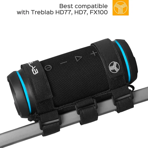 Vista 4 de TREBLAB Soporte de altavoz Bluetooth - Soporte universal para altavoz para bicicleta, barandilla de carrito de golf - Soporte de correa ajustable