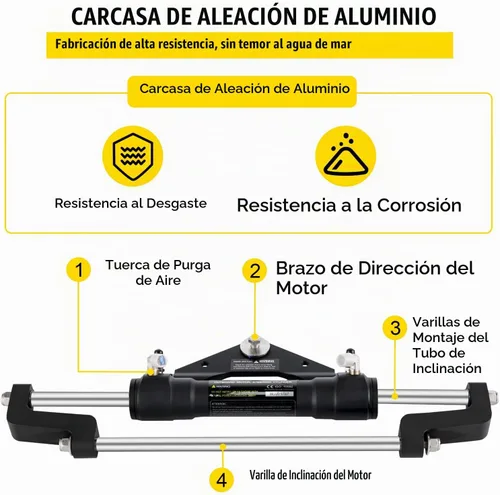 Vista 6 de VEVOR Kit de dirección hidráulica fuera de borda
