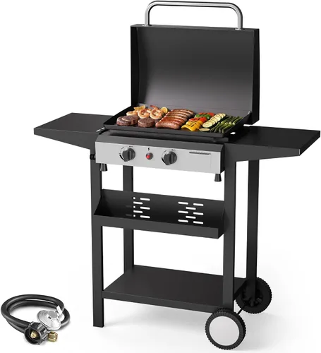 Vista 13 de Plancha de gas para barbacoa de 2 quemadores, 25.6 pulgadas