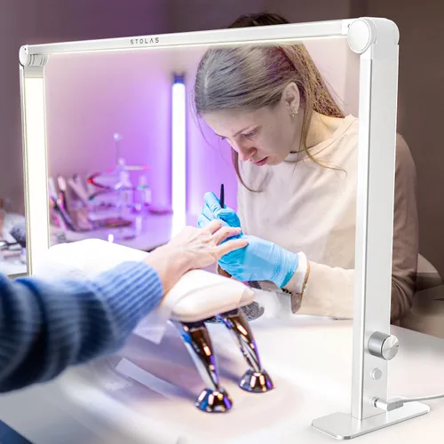 Vista 8 de STOLAS Nail Tech - Lámpara de manicura LED regulable de 4000 K-6000 K, luz de escritorio para tecnología de uñas, color plateado