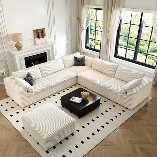 Vista 29 de LoveSeat Cloud Couch Sofá Seccional Modular para Sala de Estar, Sofá Moderno con Asiento Profundo, Sofá de 2 Plazas Sin Huesos con Otomana, Cómodos