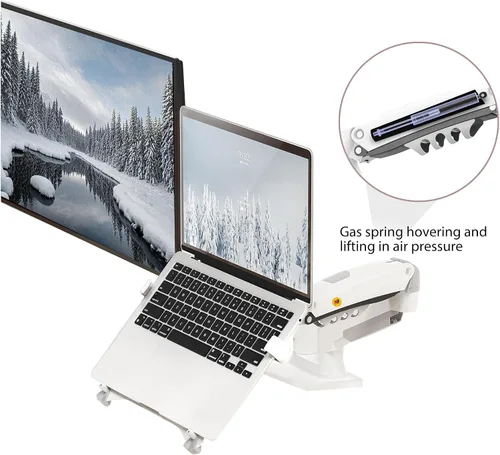 Vista 5 de NB North Bayou Soporte para portátil con bandeja ajustable para portátil de 10-17 pulgadas, brazo de movimiento completo con placa VESA para monitor